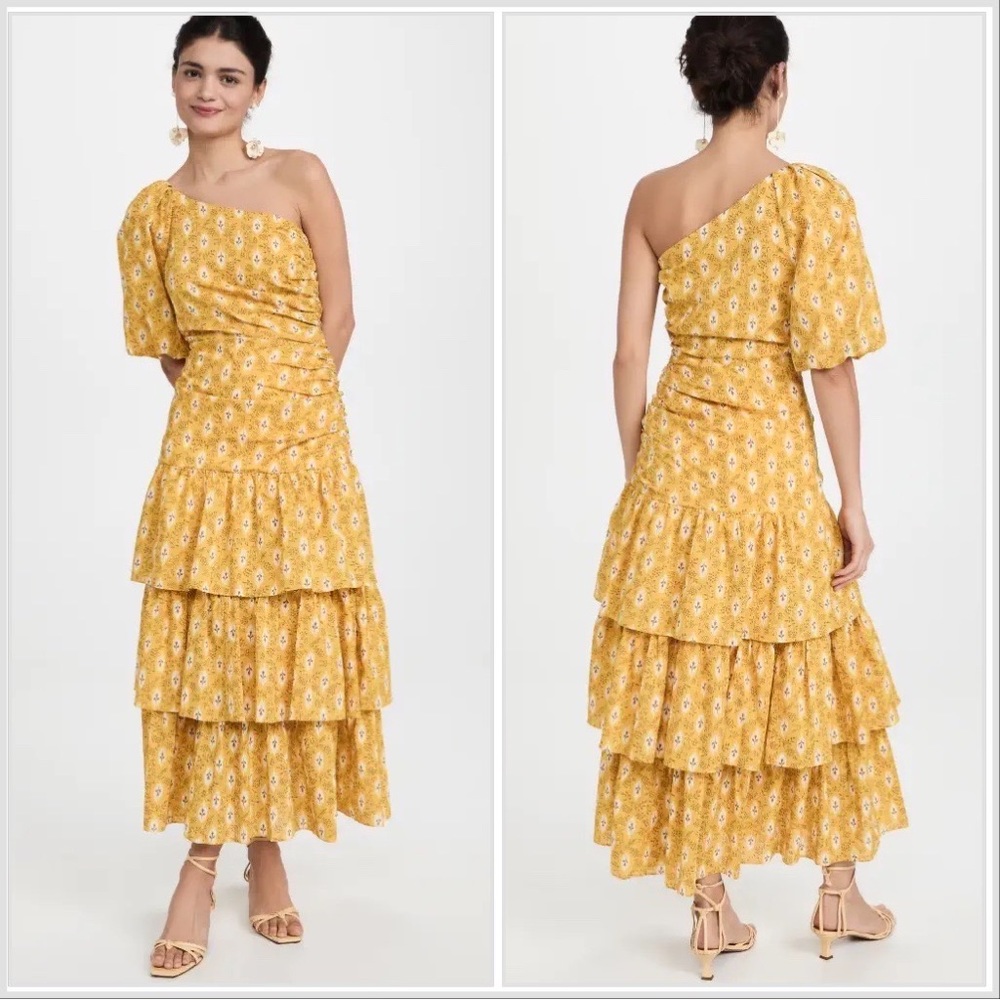 NWT Veronica Beard Virginia Dress One Shoulder Sun Multi Yellow Size 0 NEW $798